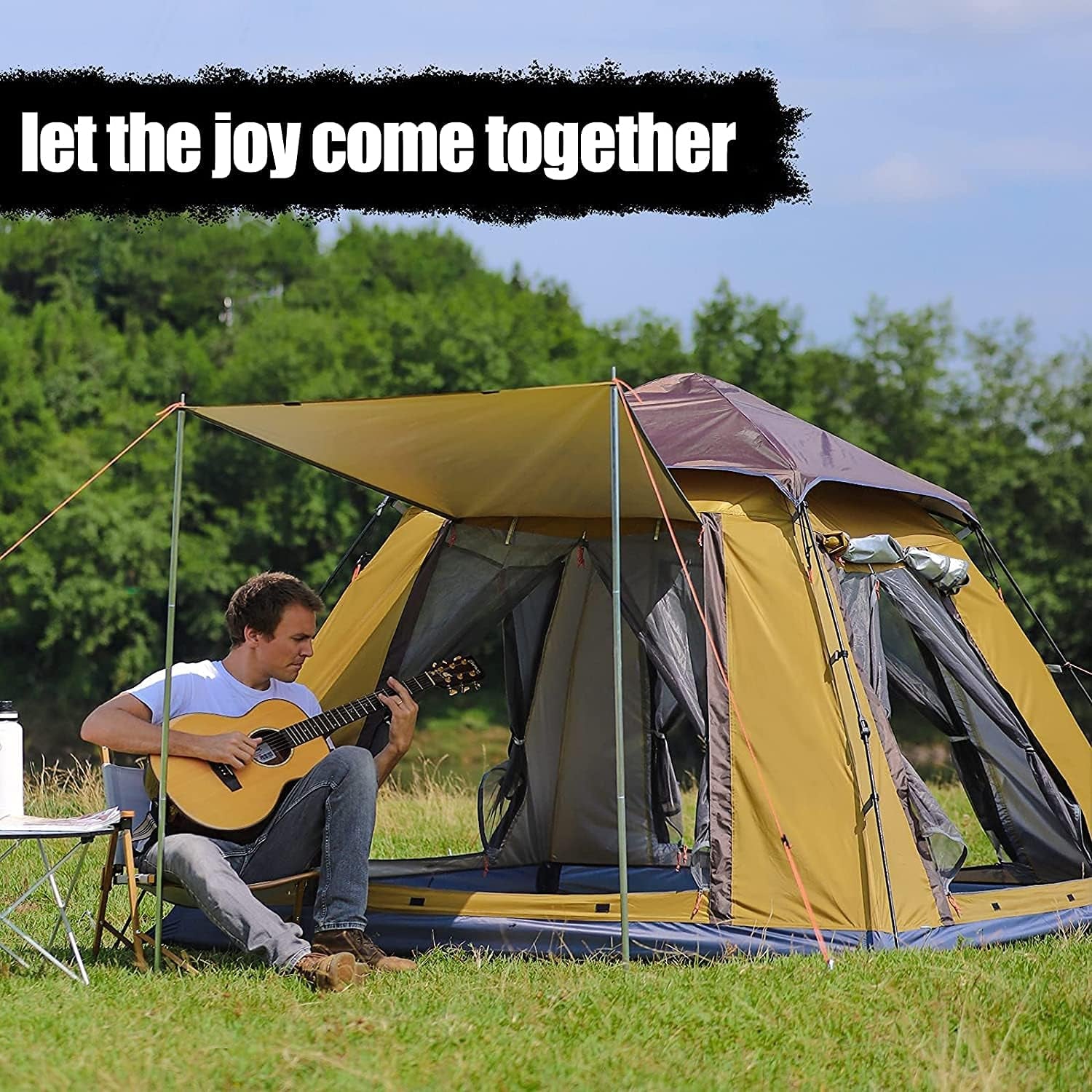Waterproof Family Tent with Removable Rainfly and Carry Bag Waterproof Windproof Pop up Tent with Stakes for Camping Traveling Backpacking Hiking Outdoors