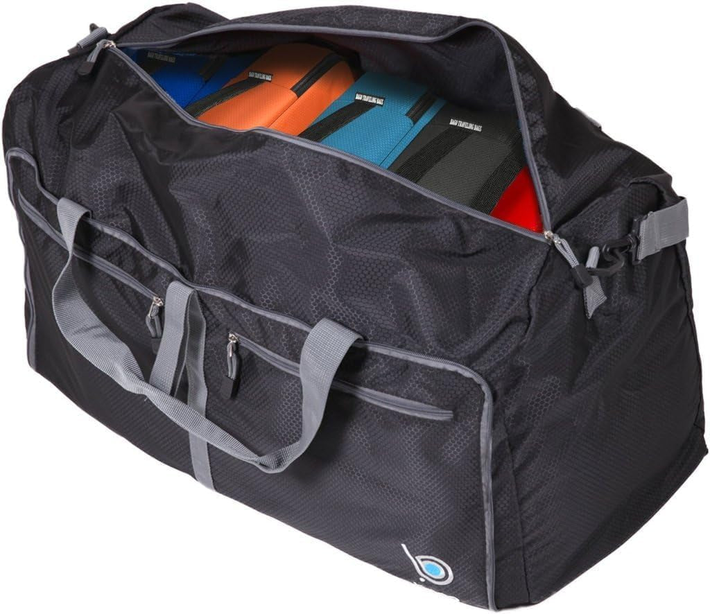 Foldable Duffel Bags for Traveling Women & Men - 60L Medium Packable Duffle Bag for Travel with Shoe Compartment - Water Repellant, Heavy Duty, Lightweight Folding & Collapsible (Green)