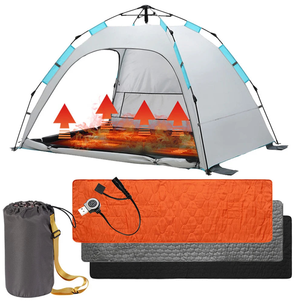 USB Heating Sleeping Mat Adjustable Temperature Camping Heated Sleeping Mattress Camping Warming Mattress for Camping Tent Mat