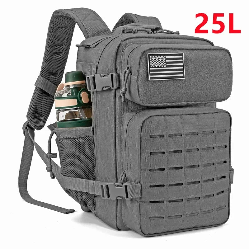 25/45L Women/Men Tactical Backpack School Bag Outdoor Camping Equipment Back Pack Gym Rucksack Treeking with Dual Cup Holder