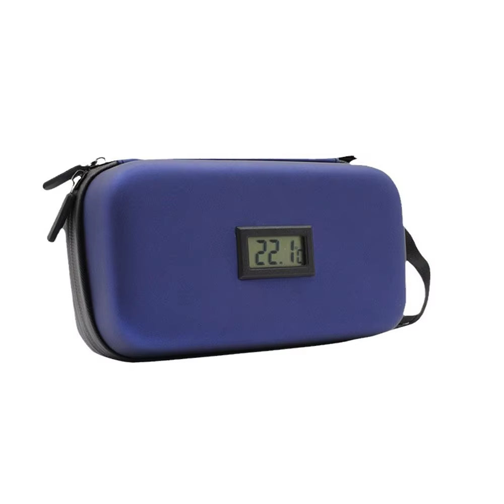 Insulin Cooler Travel Case TSA Approved Refrigerated Pharmaceutical Cooler with Thermometer 2 Ice Packs for Travel, Blue