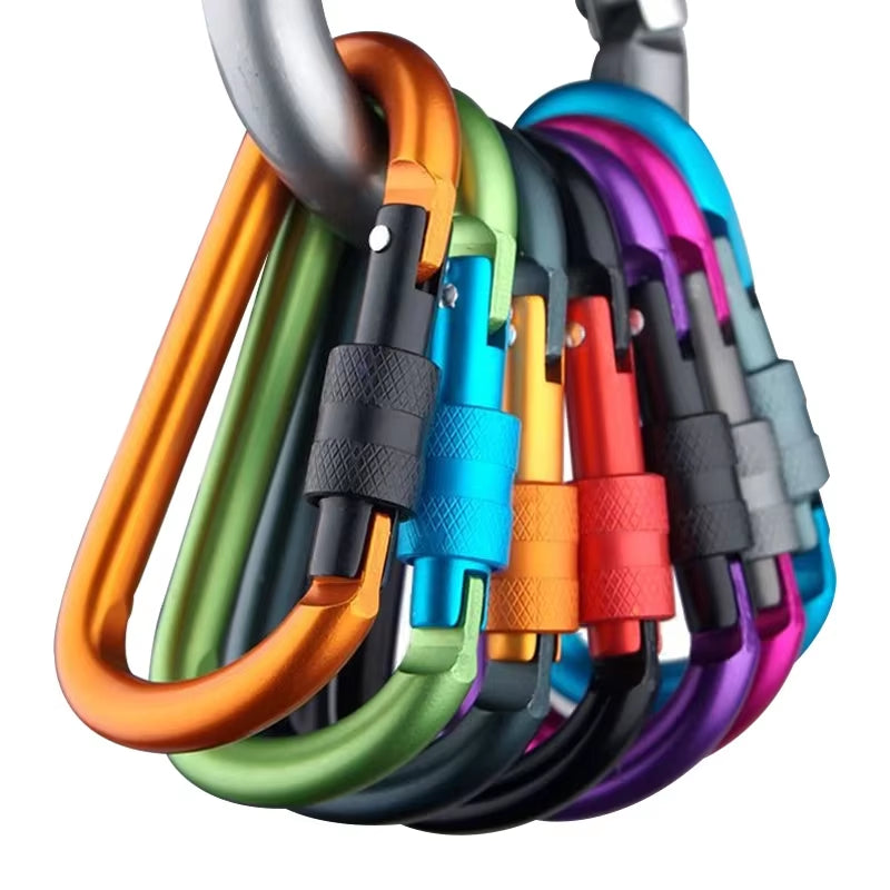 Carabiner Clips with Screw Gate 4Pcs Carabiners Hiking Clips with 7.5Mm Diameter Aluminum Rod EDC Outdoor Camping Equipment Hook