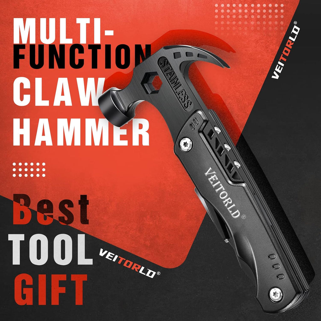 Christmas Stocking Stuffers, Gifts for Men Dad, Anniversary Birthday Gifts Idea for Him Husband Boyfriend, All in One Tools Hammer Multitool, Camping Hunting Hiking Xmas Presents, Cool Gadget