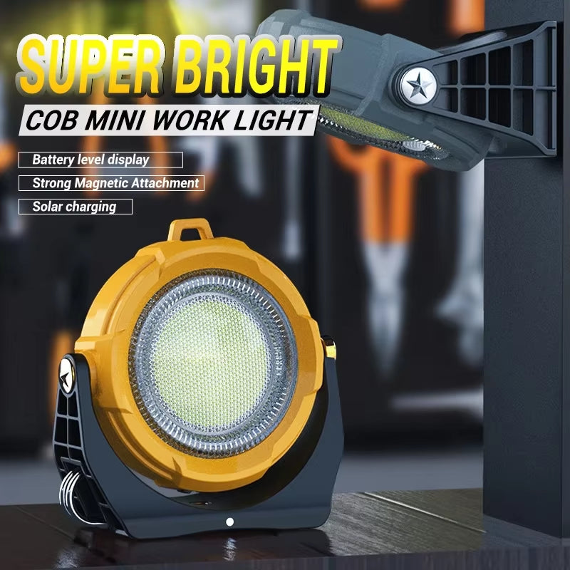 COB Portable Solar Lamp Type C Rechargeable Torch with Tail Magnetic Attraction Flashlight Emergency LED Camping Lighting Lamp