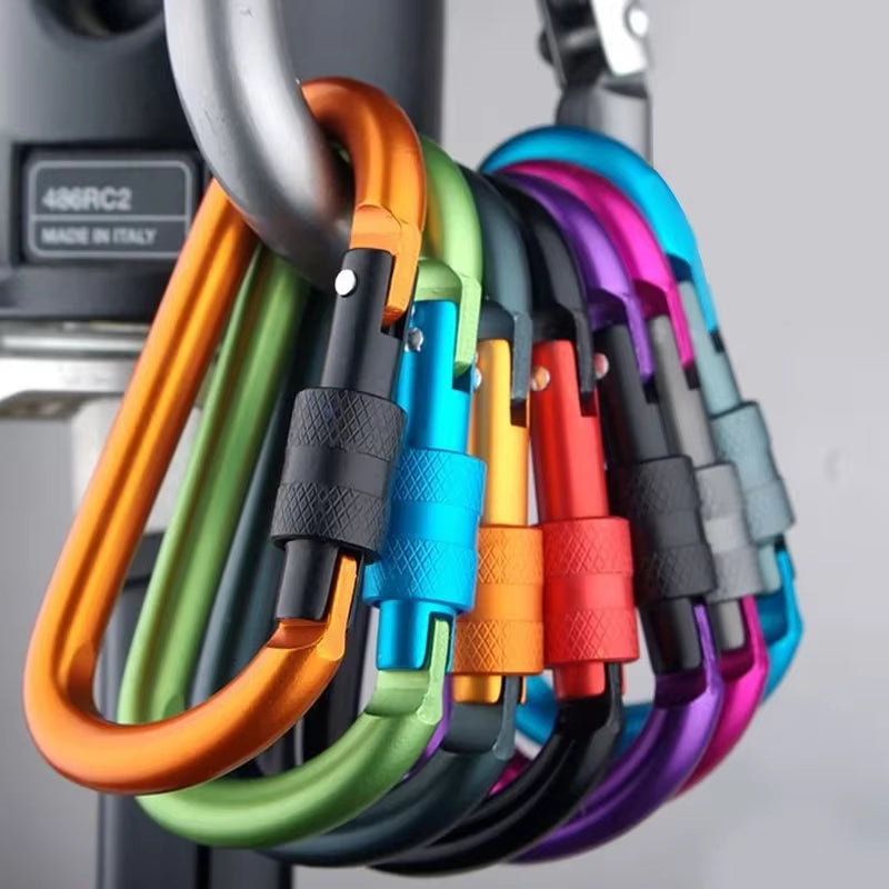 Carabiner Clips with Screw Gate 4Pcs Carabiners Hiking Clips with 7.5Mm Diameter Aluminum Rod EDC Outdoor Camping Equipment Hook