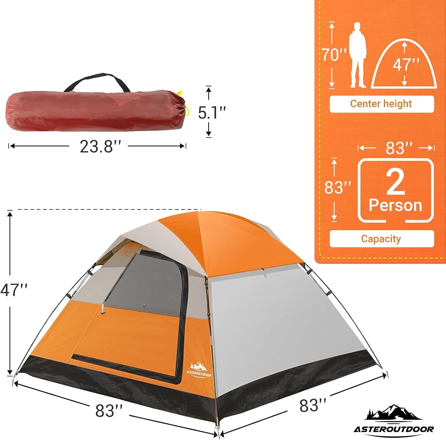 Camping Dome Family Tent 3/4/6 Person Camp Waterproof Tent for Outdoor Hiking Fishing Backyard Campouts, Roomy & Lightweight, Easy Setup, Carry Bag Included