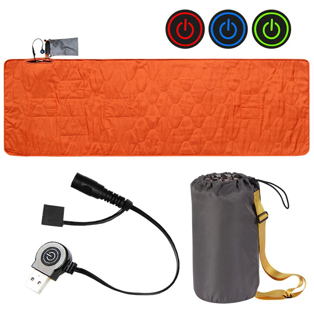 USB Heating Sleeping Mat Adjustable Temperature Camping Heated Sleeping Mattress Camping Warming Mattress for Camping Tent Mat