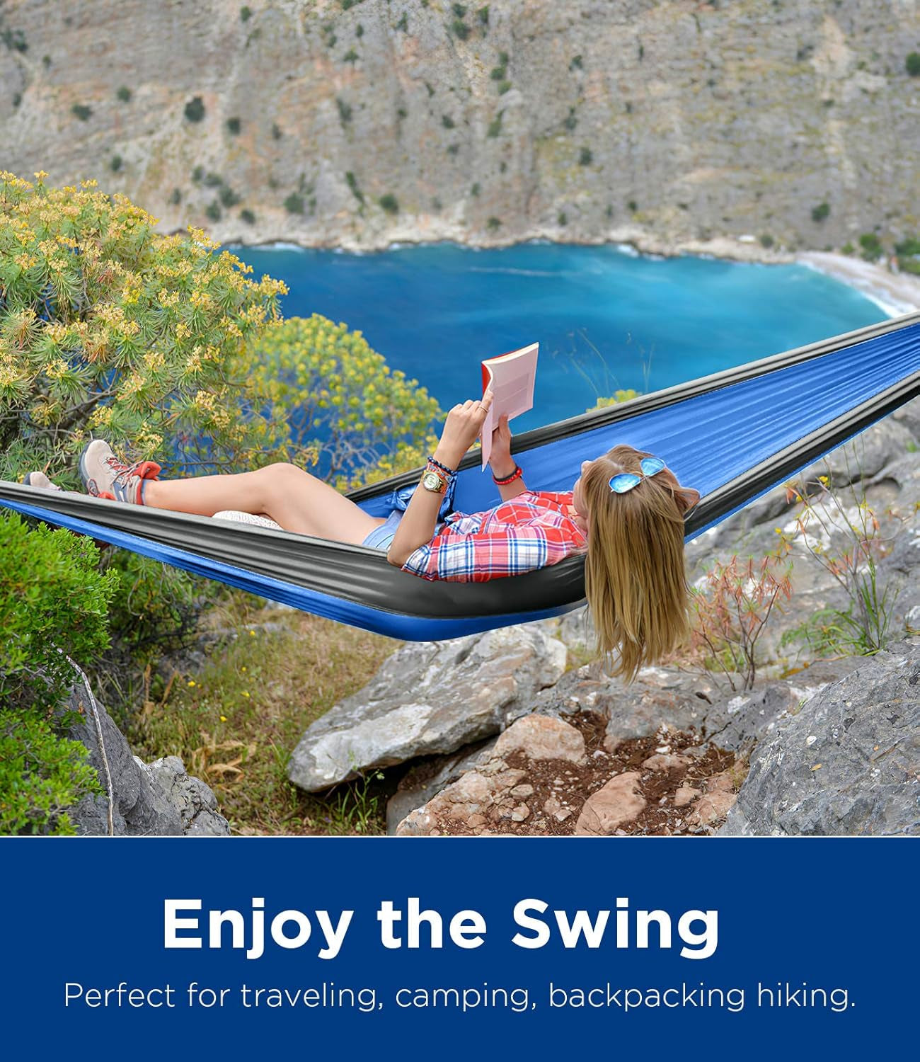 Camping Hammock Single & Double Portable Hammock Ultralight Nylon Parachute Hammocks with 2 Hanging Straps for Backpacking, Travel, Beach, Camping, Hiking, Backyard