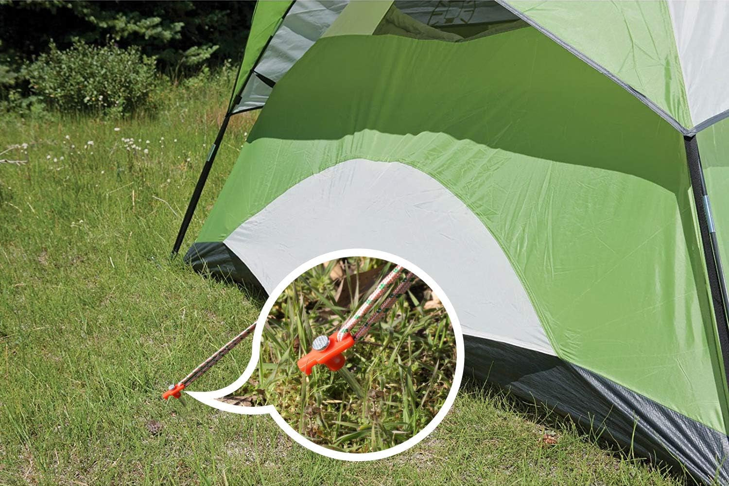 11 Inch Tent Stakes 10 Pcs Non-Rust Metal Ground Anchors, Heavy Duty Spikes with 4 Ropes for Outdoor Camping, Orange