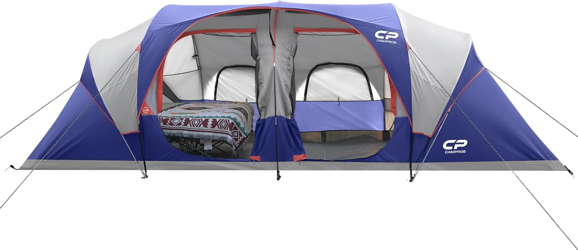Tent 12-Person-Camping-Tents,3 Room Family Tents,Waterproof Windproof Family Tent with Top Rainfly,6 Large Mesh Windows,Double Layer,Easy Set Up, Portable with Carry Bag-20' X 9' X 72"(H)