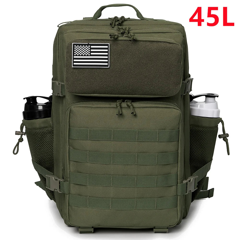 25/45L Women/Men Tactical Backpack School Bag Outdoor Camping Equipment Back Pack Gym Rucksack Treeking with Dual Cup Holder