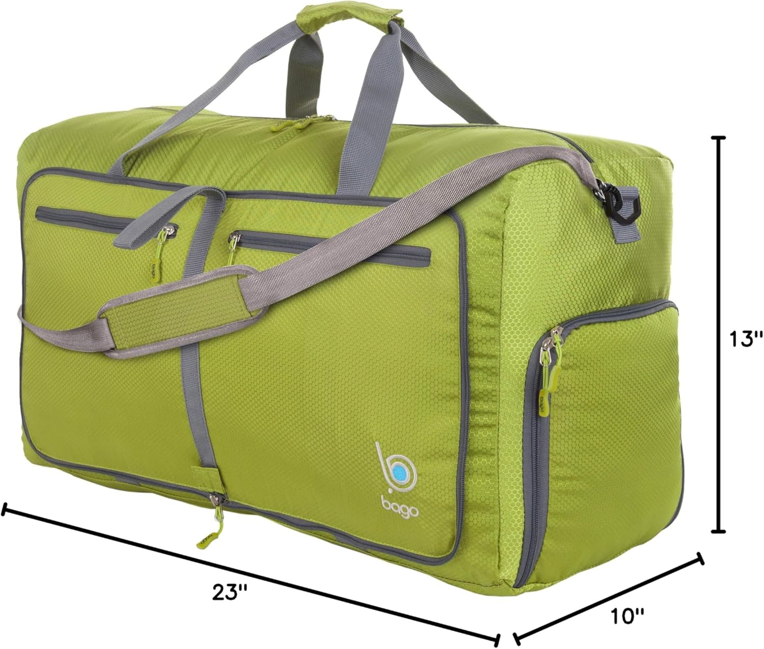 Foldable Duffel Bags for Traveling Women & Men - 60L Medium Packable Duffle Bag for Travel with Shoe Compartment - Water Repellant, Heavy Duty, Lightweight Folding & Collapsible (Green)