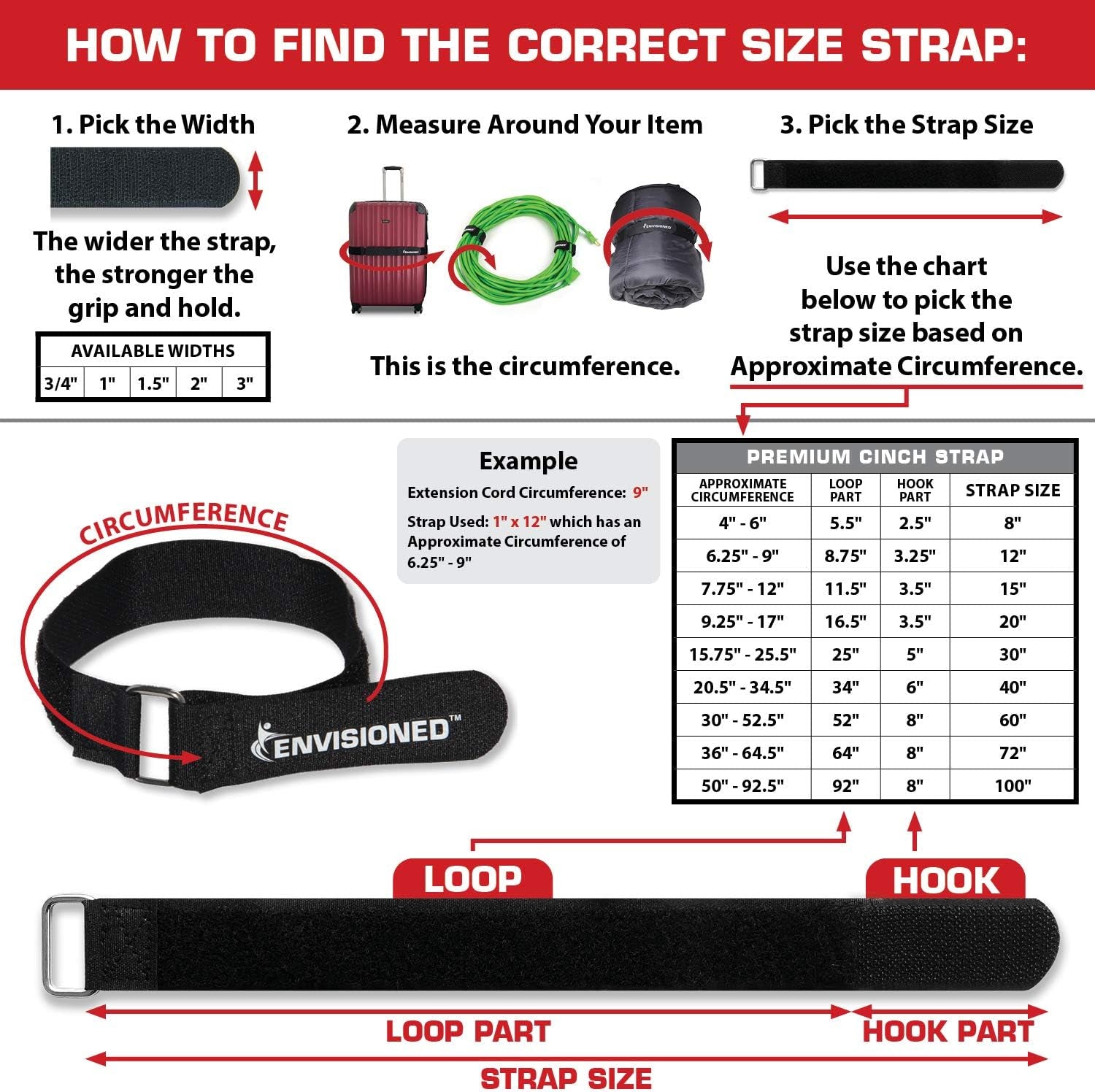 Premium Cinch Straps with Stainless Steel Metal Ring (Buckle), Reusable Durable Hook and Loop, Multipurpose Securing Straps 1" X 30" - 8 Pack plus 2 Bonus Original Cinch Straps