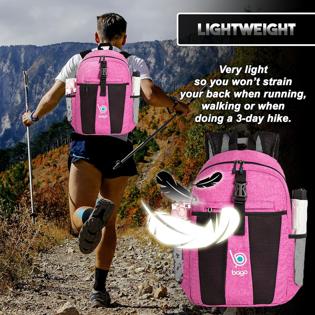 Lightweight Backpack for Hiking for Women and Men - 25L Travel Day Pack - Foldable Hiking Daypack Ultralight for Camping Outdoor Sports - Packable Backpack for Travel (Snowpink)