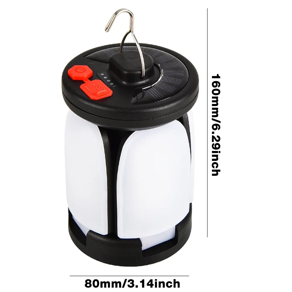 3 in 1 Solar Camping Light with Hook, 2400Mah Rechargeable Camping Lantern, Foldable Camping Light for Outdoors Night Light Camping Tent Light