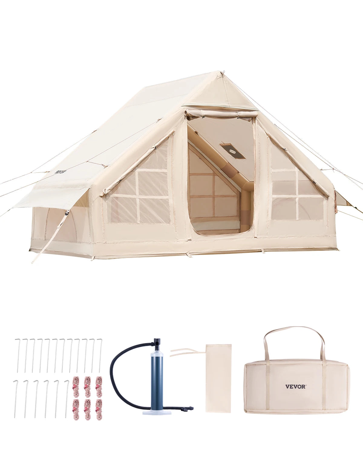 Inflatable Tents for Camping Easy Setup Blow up Tent with Hand Pump 300D Oxford Tent with Stove Jack Storage Bag Included