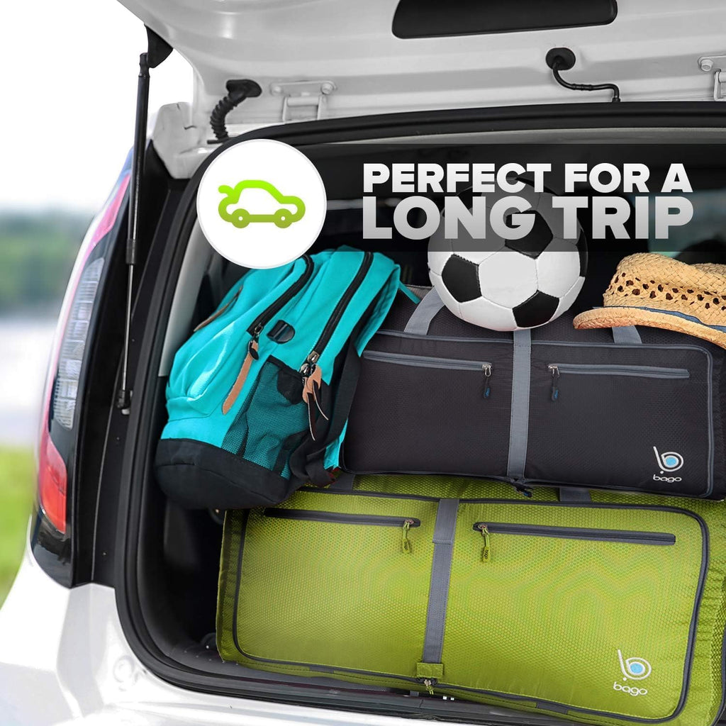 Foldable Duffel Bags for Traveling Women & Men - 60L Medium Packable Duffle Bag for Travel with Shoe Compartment - Water Repellant, Heavy Duty, Lightweight Folding & Collapsible (Green)