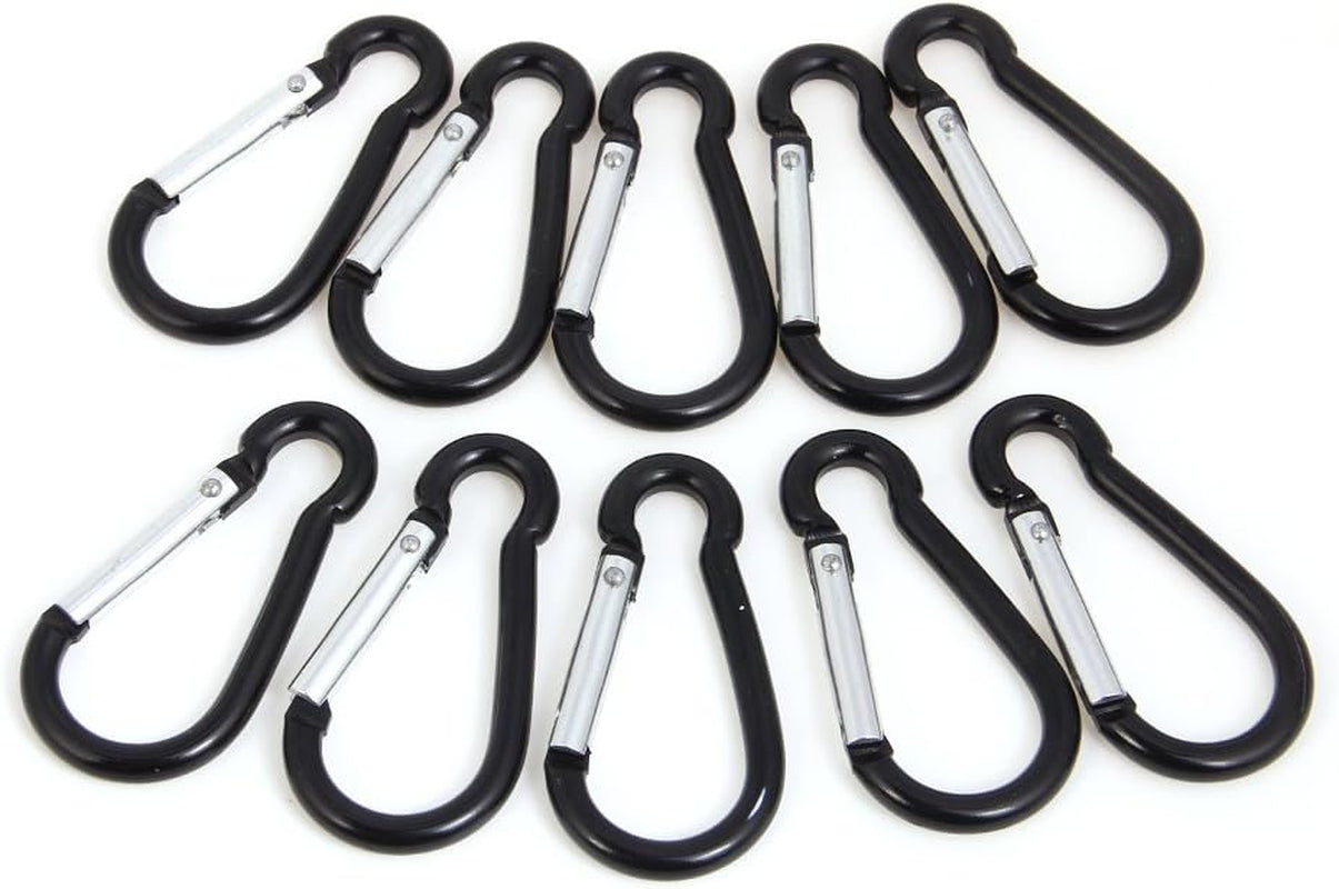 20PCS Carabiner Caribeener Clips,Small Aluminum Carabeaner Hooks with 10PCS Wire Keychain Cable +20PCS Keyrings Bulk Pack(Black)