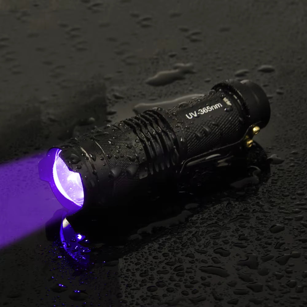 LED UV Flashlight 365Nm 395Nm Blacklight Scorpion UV Light Pet Urine Detector Zoomable Ultraviolet Outdoor Camping Lighting