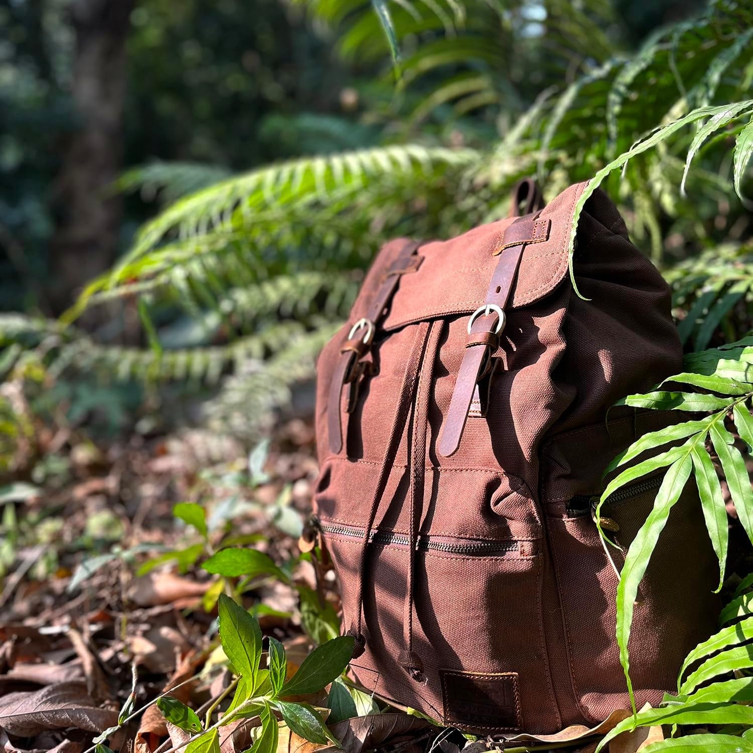 High Capacity Canvas Vintage Backpack - for School College Hiking Travel 12-17" Laptop