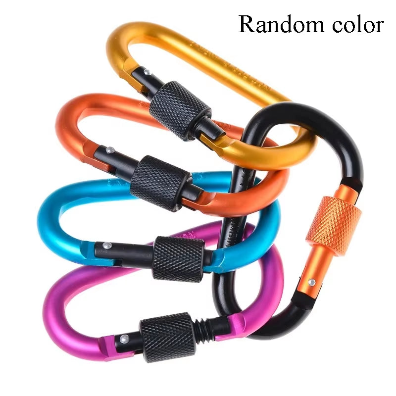 Carabiner Clips with Screw Gate 4Pcs Carabiners Hiking Clips with 7.5Mm Diameter Aluminum Rod EDC Outdoor Camping Equipment Hook