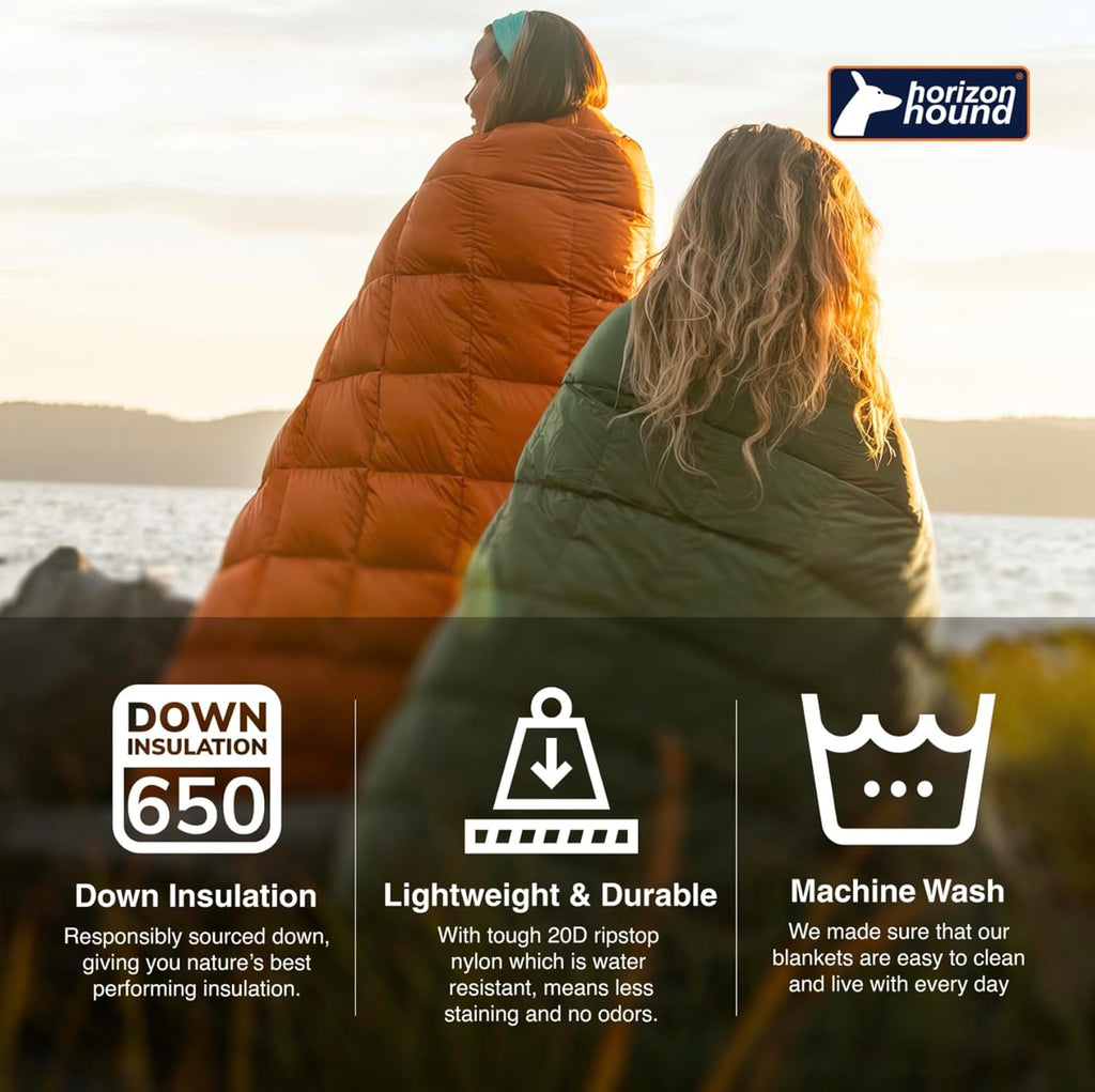 down Camping Blanket - Outdoor Travel Quilt | Sustainable, Insulated, Lightweight & Warm Gear for Sleep, Camping, Stadium, Hiking & Festivals | Water Resistant, Packable & Compact