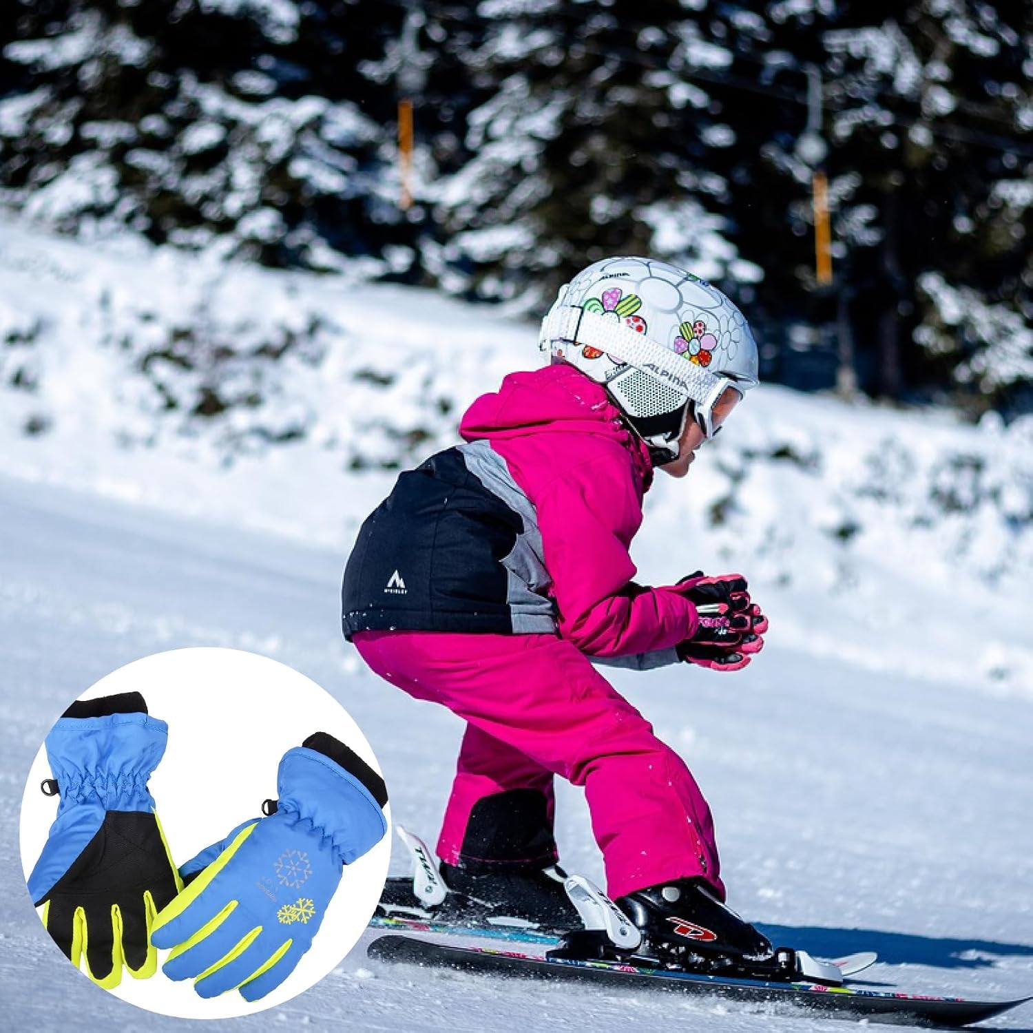 Kids Ski Snow Gloves Windproof for Boys Girls Winter Cold Weather Riding Driving Hiking Snowboard Cycling Skiing Sports