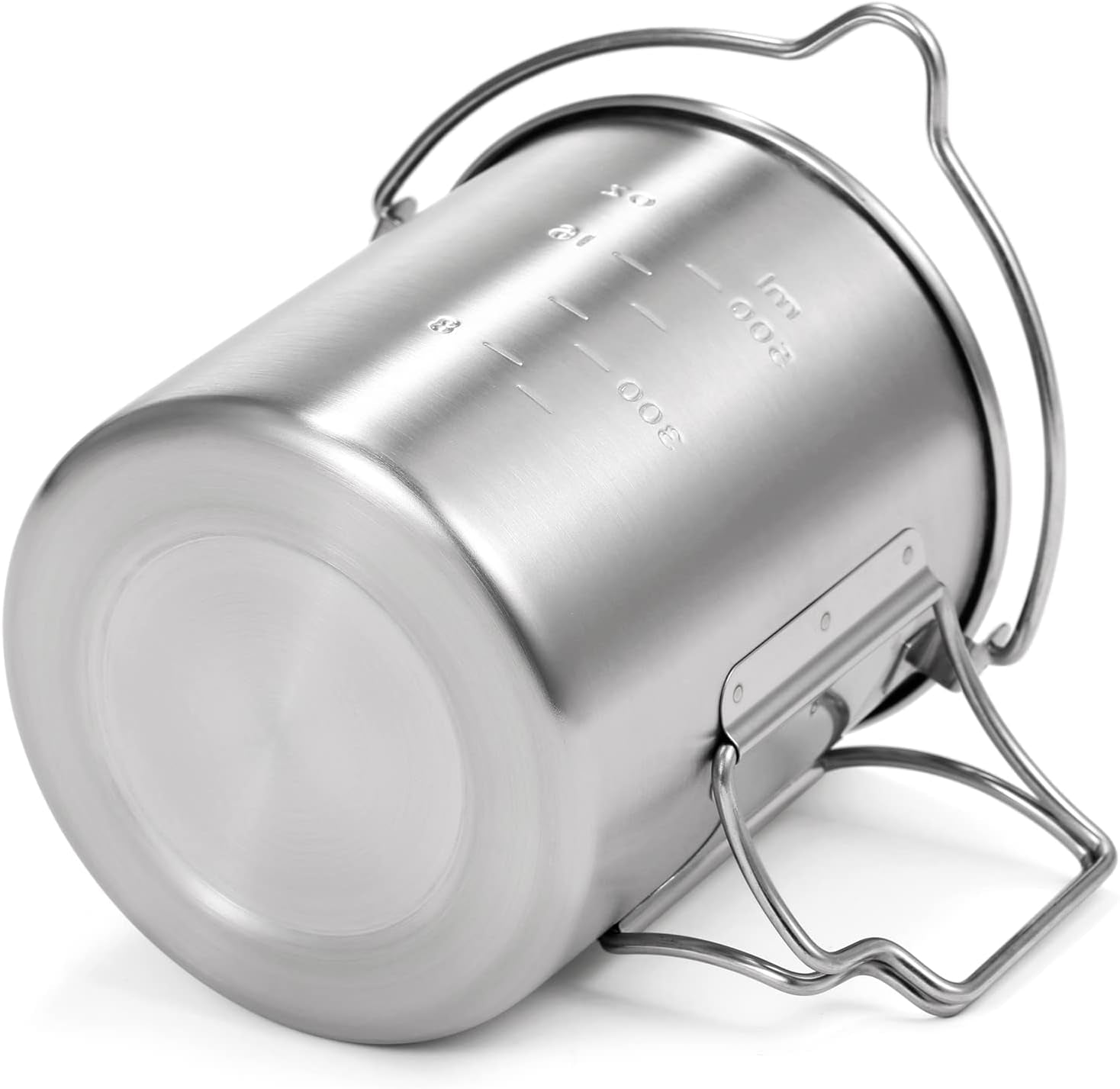 Camping Cup Pot,750Ml Stainless Steel Water Cup Mug with Foldable Handles and Lid for Outdoor Camping Hiking Backpacking