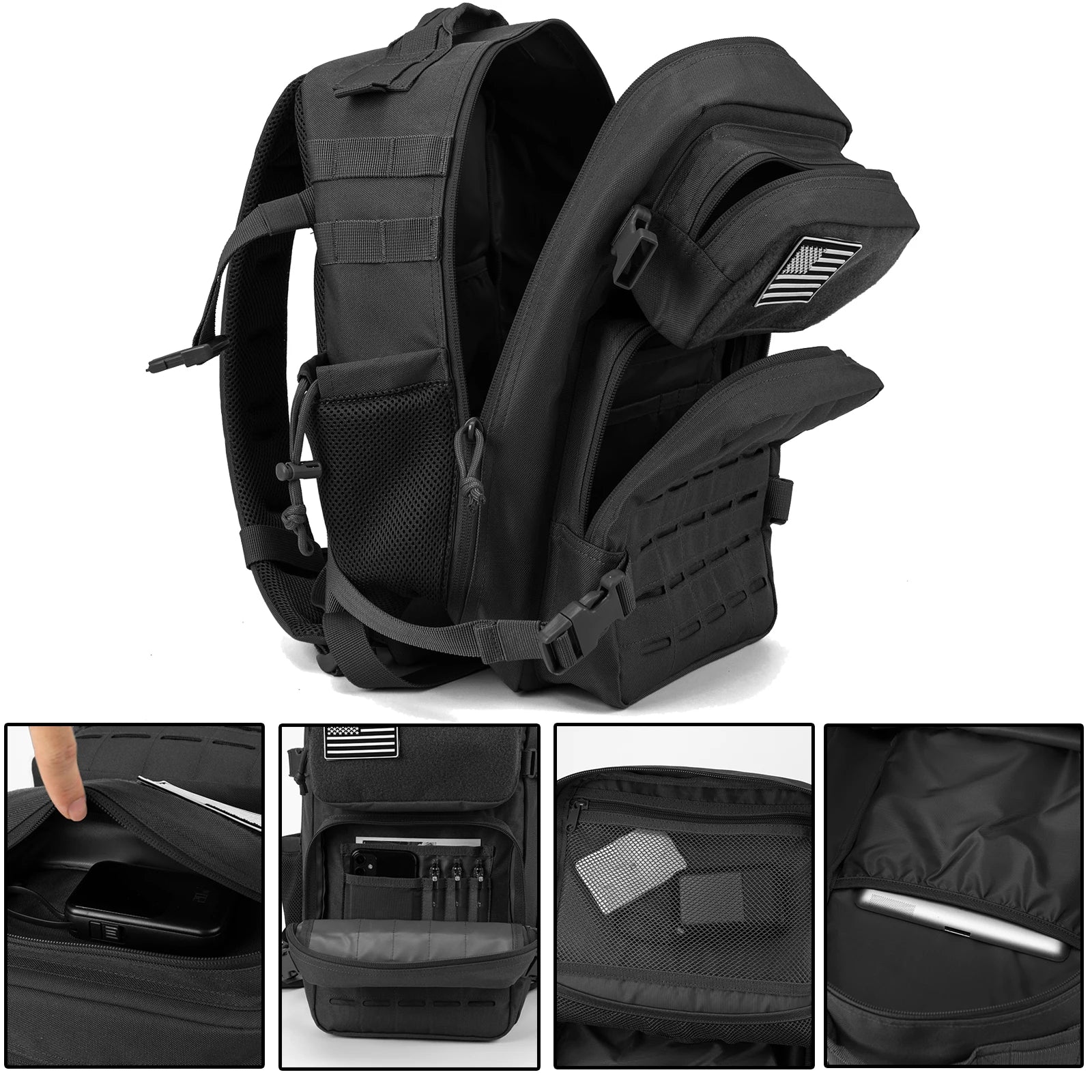25/45L Women/Men Tactical Backpack School Bag Outdoor Camping Equipment Back Pack Gym Rucksack Treeking with Dual Cup Holder