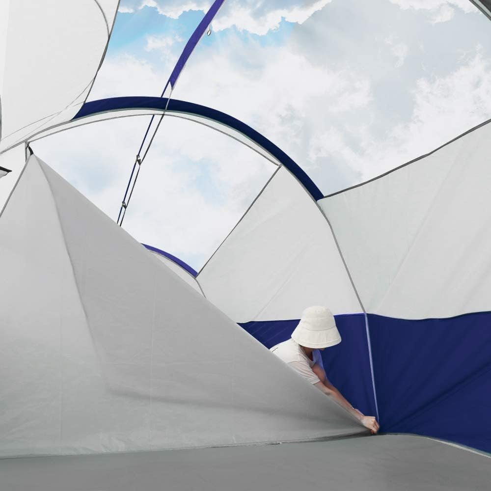 Tent 12-Person-Camping-Tents,3 Room Family Tents,Waterproof Windproof Family Tent with Top Rainfly,6 Large Mesh Windows,Double Layer,Easy Set Up, Portable with Carry Bag-20' X 9' X 72"(H)