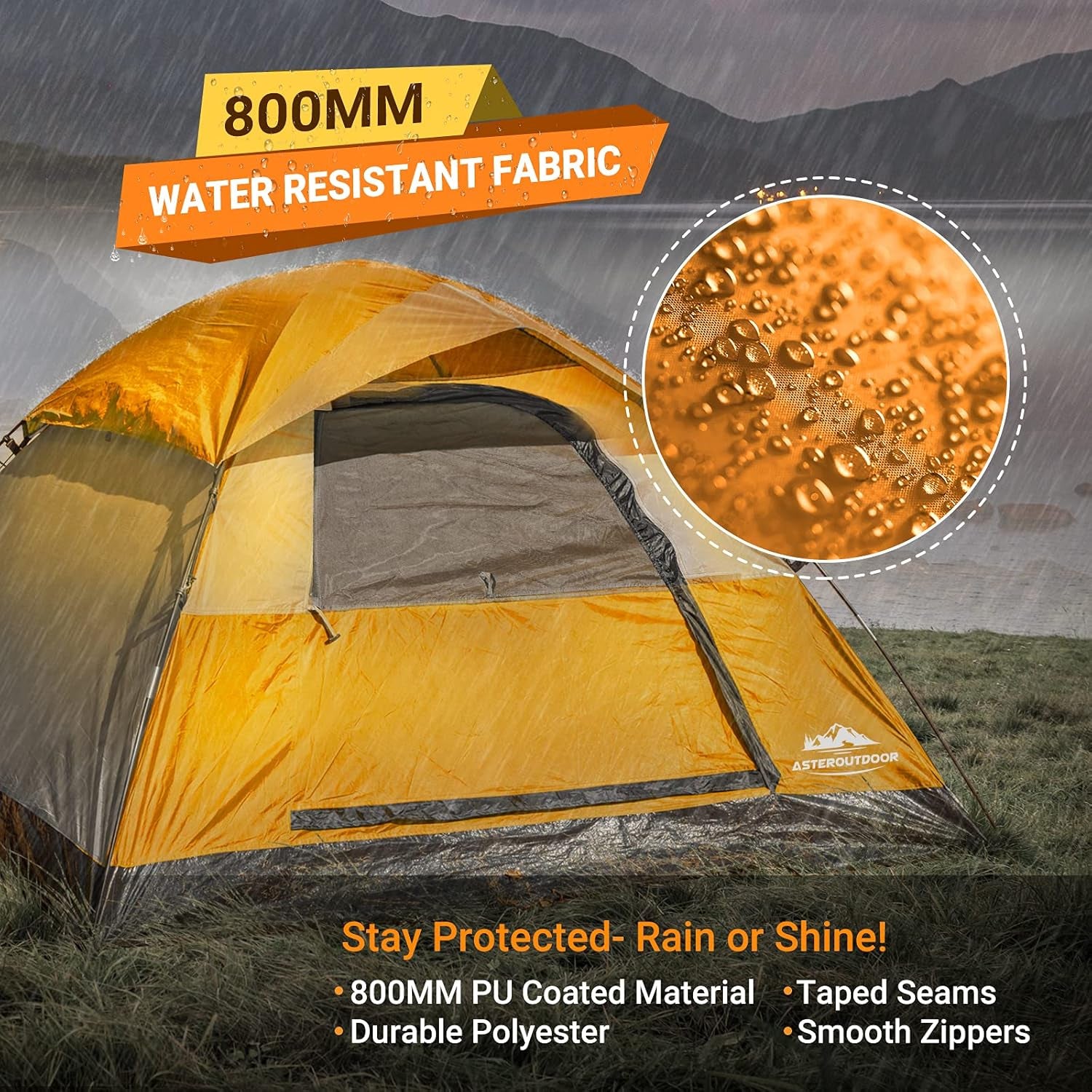 Camping Dome Family Tent 3/4/6 Person Camp Waterproof Tent for Outdoor Hiking Fishing Backyard Campouts, Roomy & Lightweight, Easy Setup, Carry Bag Included